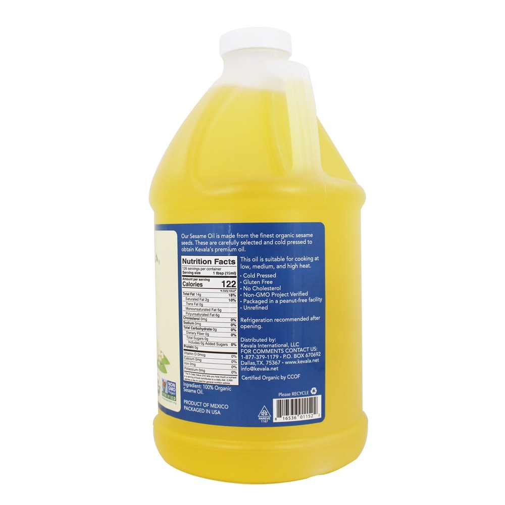 Óleo de gergelim orgânico extra virgem - 64 fl. oz. Kevala - Imagem 2