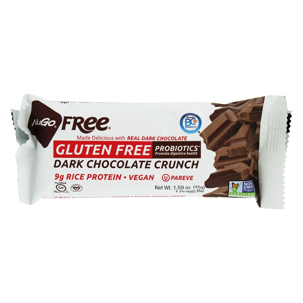 Glúten-Livre Bar com Probiotic Escuro Chocolate Crise - 12 Barras NuGo Nutrition - Imagem 2
