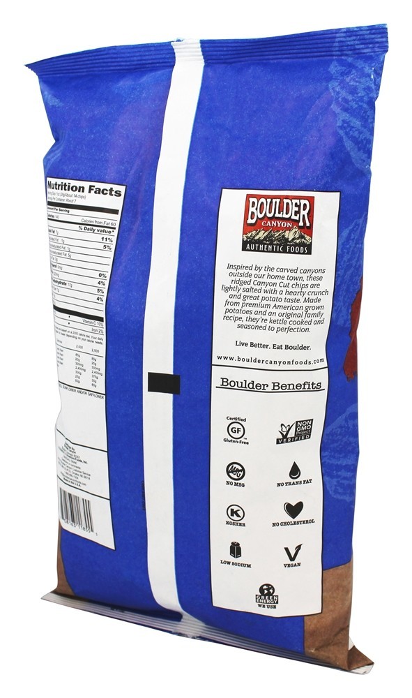 Glúten-Livre Desfiladeiro Cortar Chaleira Cozinhado Batata Batatas fritas Mar Sal - 6.5 oz. Boulder Canyon - Imagem 3