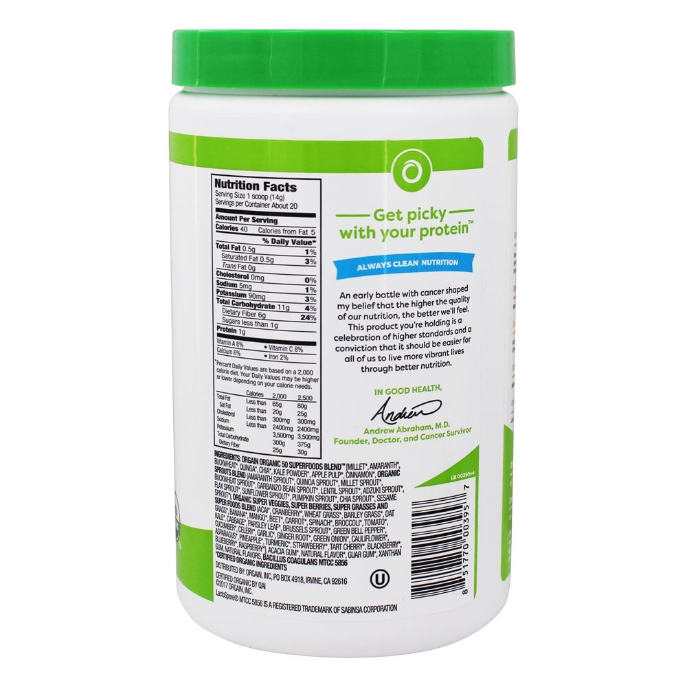 Multifuncional Organic Superfoods Super Nutrition Pó Original - 0.62 lbs. Orgain - Imagem 2