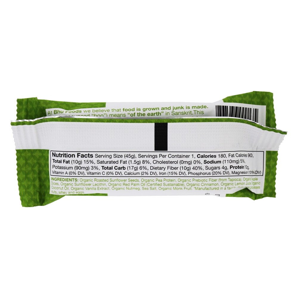 Barra de proteína de ervilha vegan Pedaço de maçã + canela + noz-moscada - 1.6 oz. Bhu Fit - Imagem 2