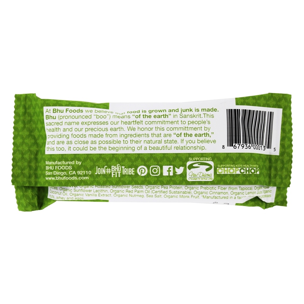 Barra de proteína de ervilha vegan Pedaço de maçã + canela + noz-moscada - 1.6 oz. Bhu Fit - Imagem 3