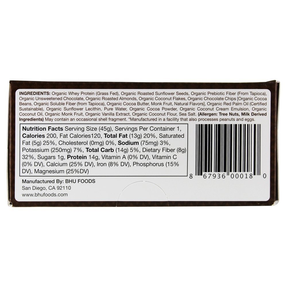 Primal Grass-Fed Whey Protein Bar Chocolate Escuro + Coco + Amêndoa - 12 Barras Bhu Fit - Imagem 2