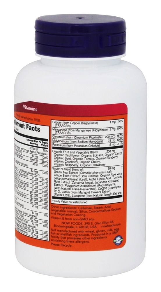 Multivitamínico Multi-Food 1 - 90 Tablets NOW Foods - Imagem 3