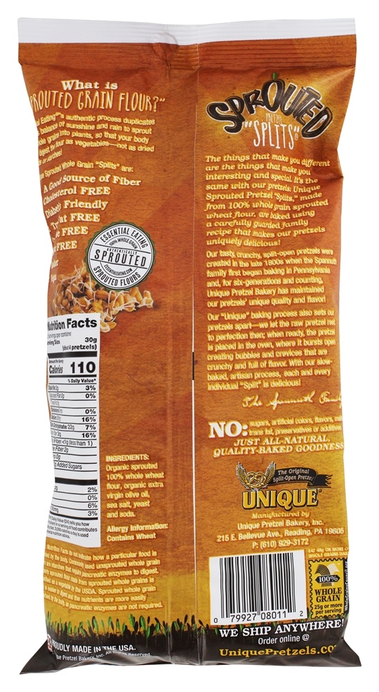 Pretzel de Grão Brotado 100 % Pretzel Divide o Sal Original do Mar - 8 oz. Unique - Imagem 3