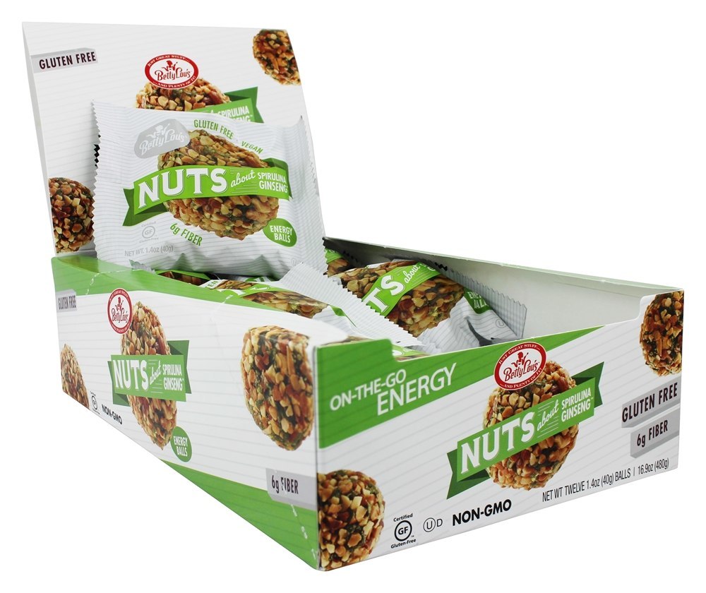 Nozes Sobre Spirulina Ginseng Energia Bolas Caixa - 12 Ball (s) Betty Lou's