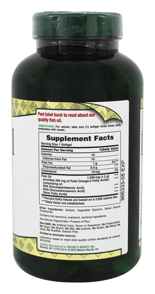 Óleo de Peixe para a Saúde do Coração 1200 mg. - 200 Softgels Revestidos Nature's Bounty - Imagem 2