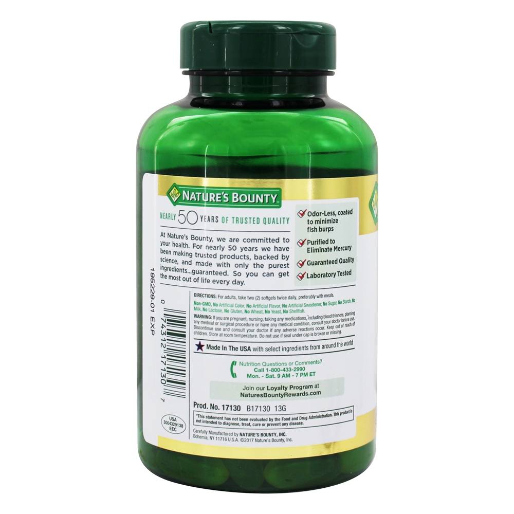 Óleo de Peixe para a Saúde do Coração 2400 mg. - 90 Softgels Revestidos Nature's Bounty - Imagem 3