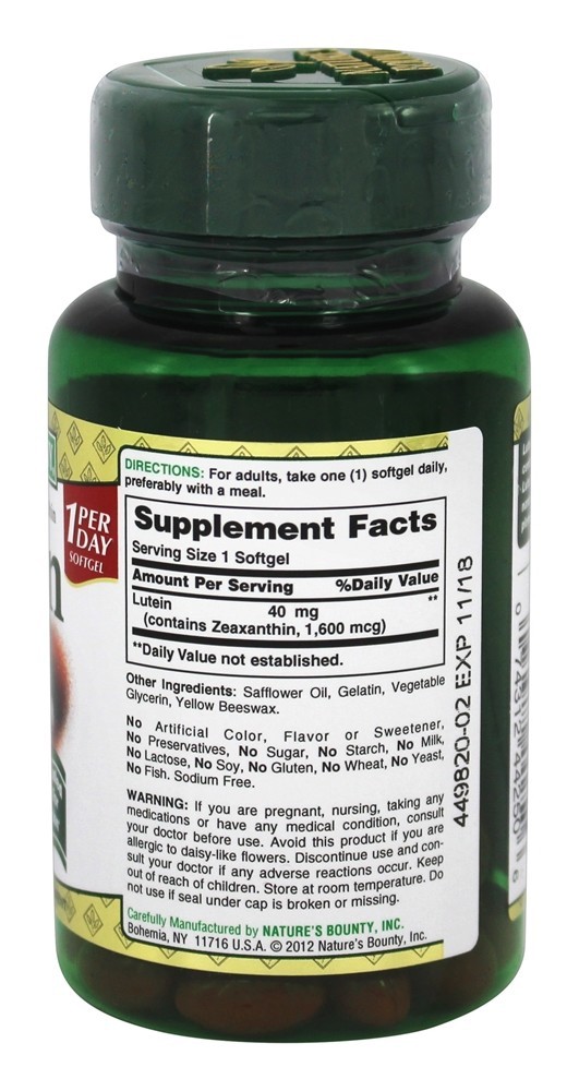 Luteína 40 mg. - 30 Softgels Nature's Bounty - Imagem 2