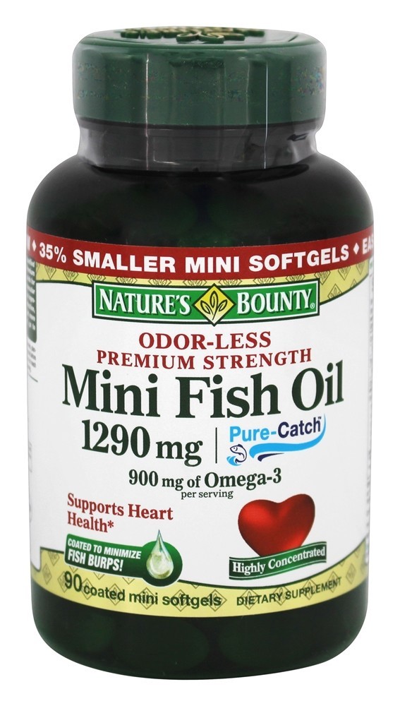Mini Óleo de Peixe de Força Premium Sem Odor 1290 mg. - 90 Softgels Revestidos Nature's Bounty
