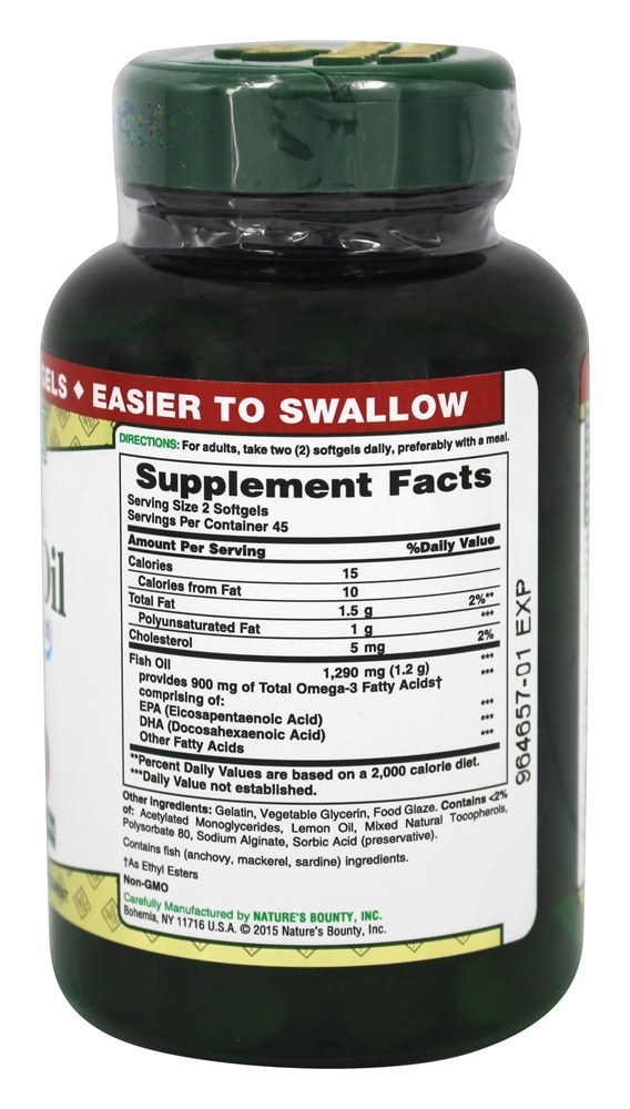 Mini Óleo de Peixe de Força Premium Sem Odor 1290 mg. - 90 Softgels Revestidos Nature's Bounty - Imagem 2