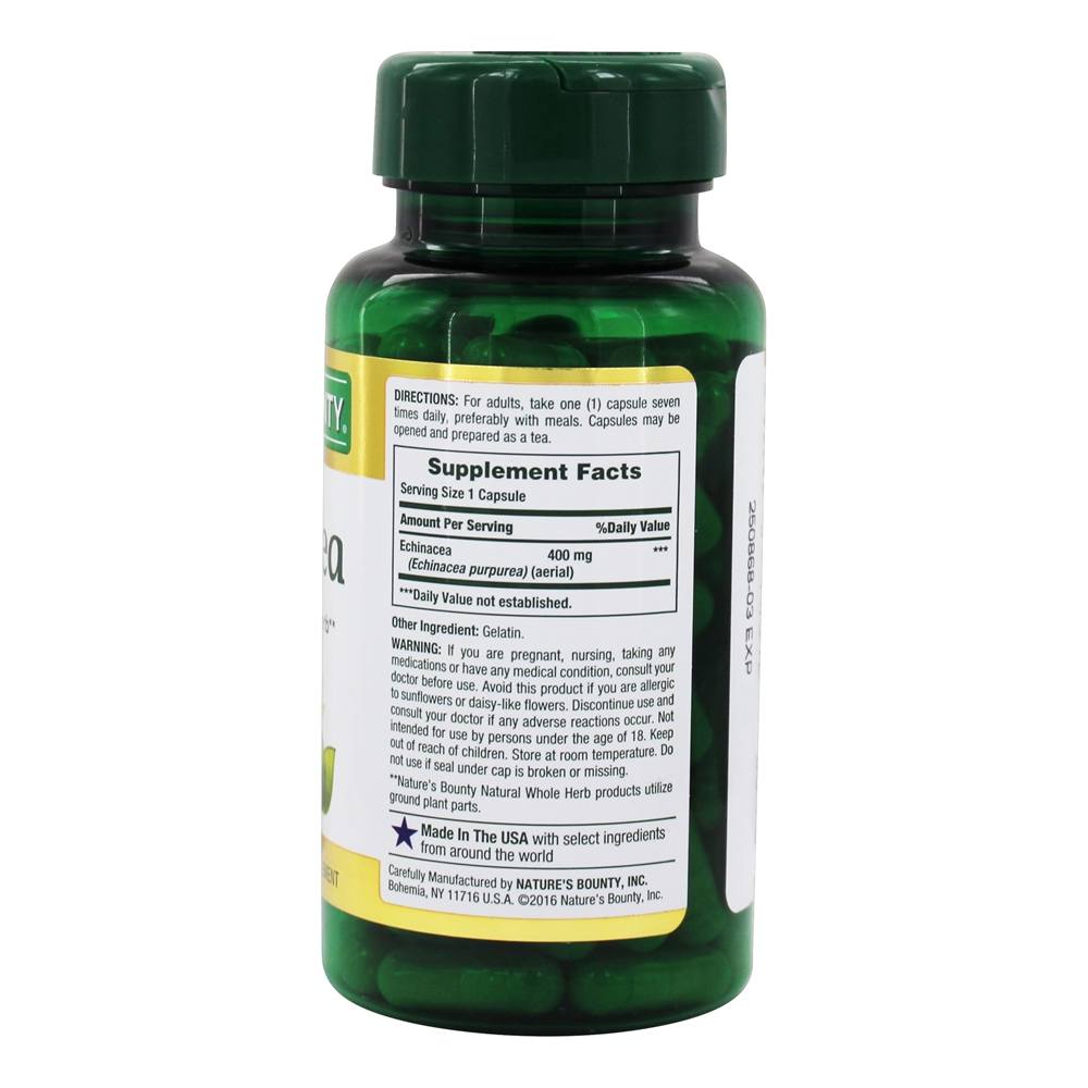 Echinacea para a saúde do sistema imunitário 400 mg. - Cápsulas 100 Nature's Bounty - Imagem 2