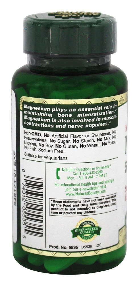 Magnésio de Potência Máxima 500 mg. - 100 Tablet (s) Nature's Bounty - Imagem 3