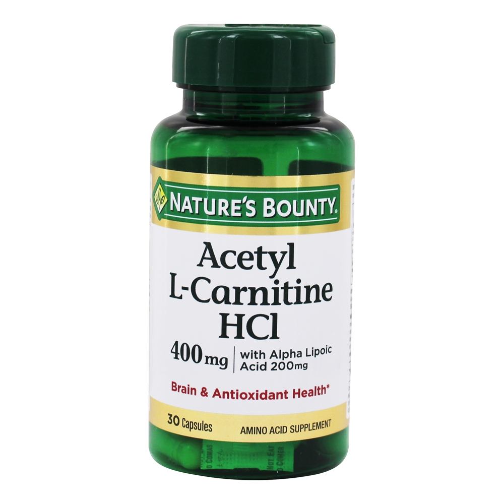 Acetil L-Carnitina HCl com Alpha Ácido lipóico para a saúde cerebral e antioxidante 400 mg. - Cápsulas 30 Nature's Bounty