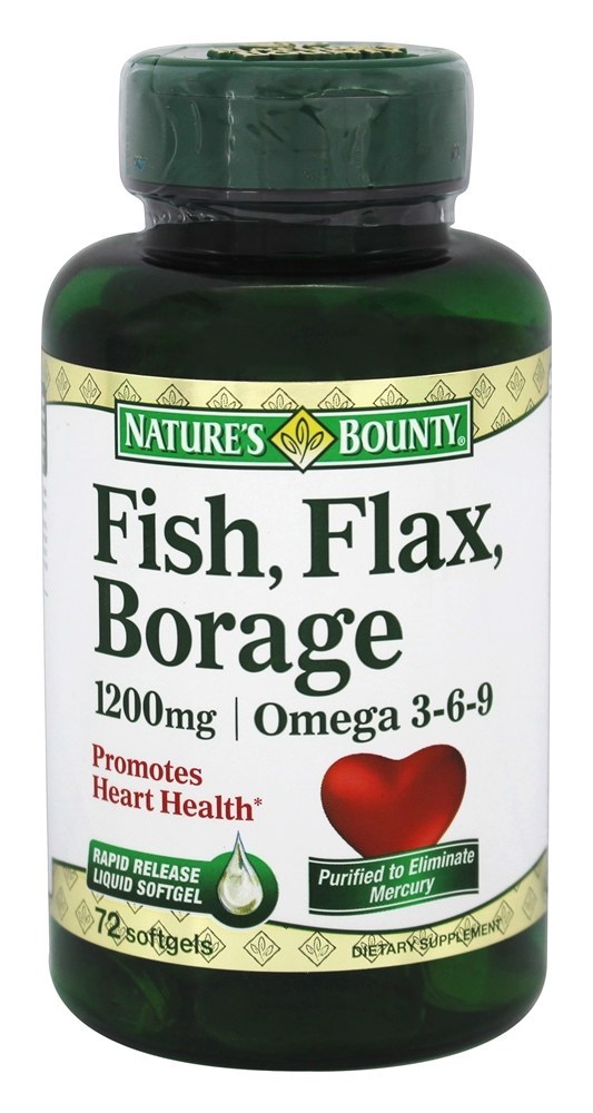 Peixes, Linhaça, Borragem 1200 mg. - 72 Softgels Nature's Bounty