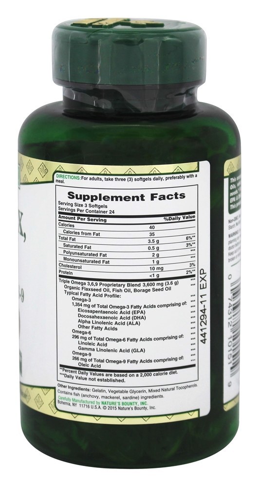 Peixes, Linhaça, Borragem 1200 mg. - 72 Softgels Nature's Bounty - Imagem 2