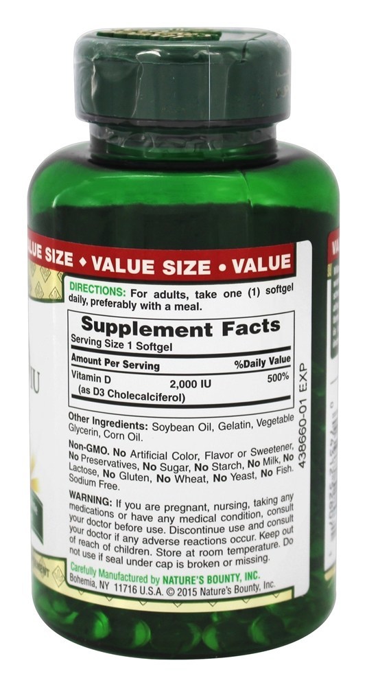 Vitamina D3 Super Potente 2000 UI - 350 Softgels Nature's Bounty - Imagem 2