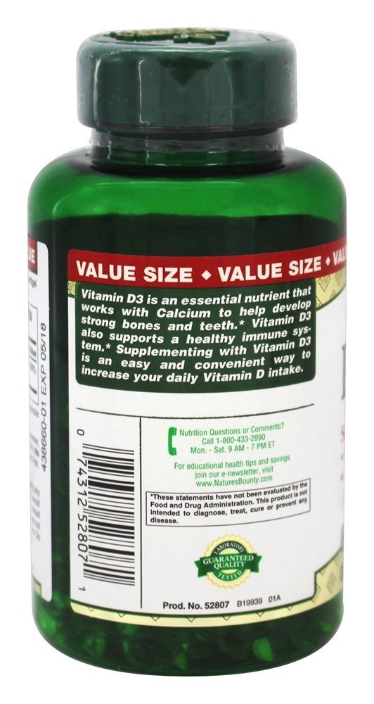 Vitamina D3 Super Potente 2000 UI - 350 Softgels Nature's Bounty - Imagem 3