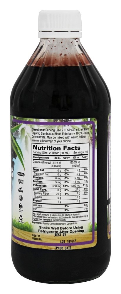 Concentrado de suco de sabugueiro preto Sambucus orgânico - 16 fl. oz. Dynamic Health - Imagem 2