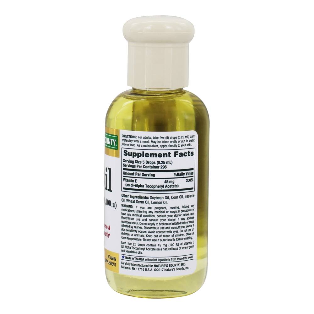 Suporte de Óleo de Vitamina E para a Saúde Imunológica e Antioxidante 13500 mg. - 2.5 fl. oz. Nature's Bounty - Imagem 2
