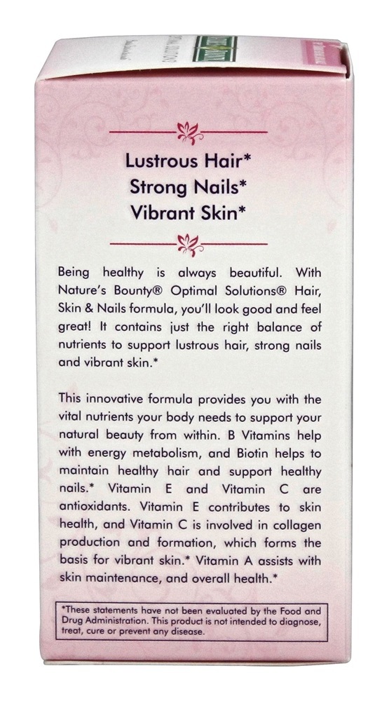 Optimal Solutions Cabelo, Pele & Unhas - 60 Cápsulas Nature's Bounty - Imagem 3