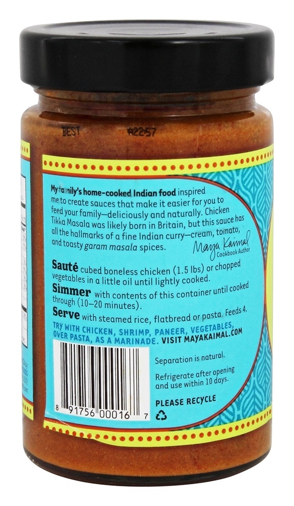 Molho indiano de ferver Tikka Masala - 12.5 oz. Maya Kaimal - Imagem 3