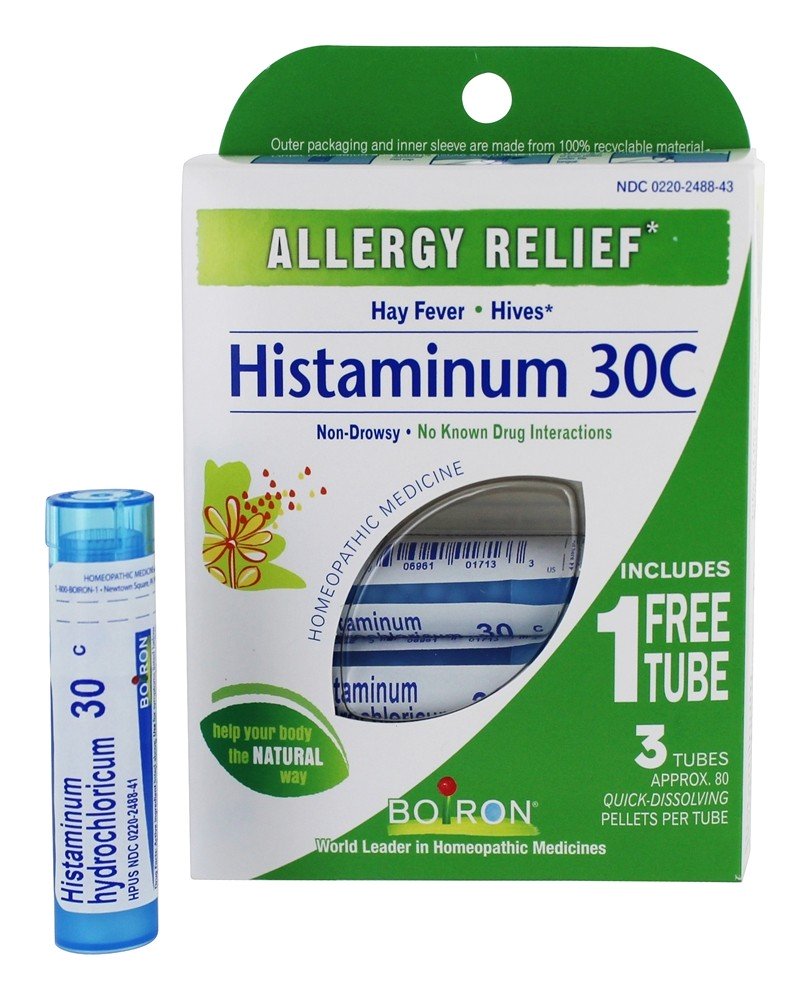 Medicamento homeopático de Histaminum Hydrochloricum para alívio de alergias 30 C - 3 Tubos Boiron