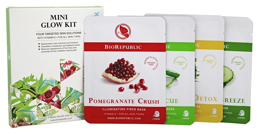Kit de máscaras de folha de rosto Mini brilho - 4 Contagem BioRepublic SkinCare - Imagem 2