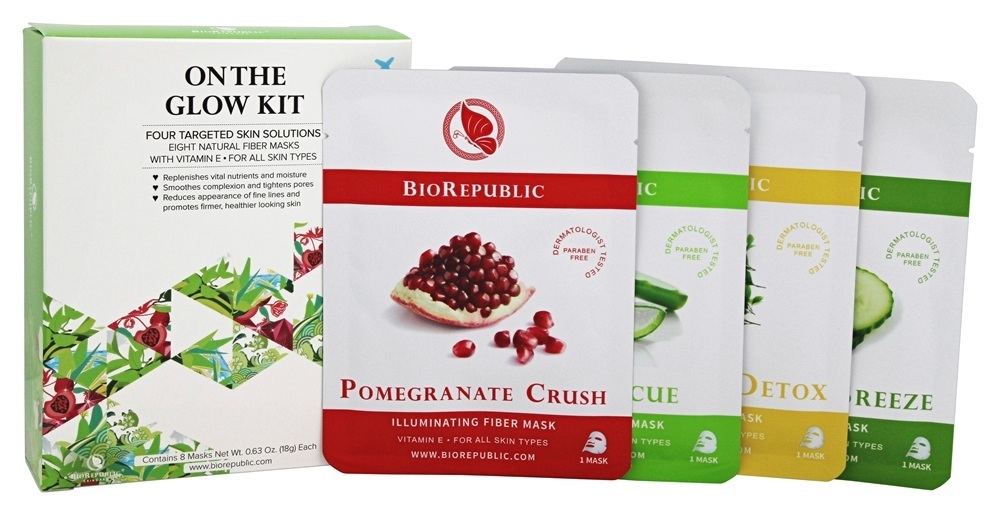 No Kit De Máscaras De Folha De Rosto De Brilho - 8 Contagem BioRepublic SkinCare