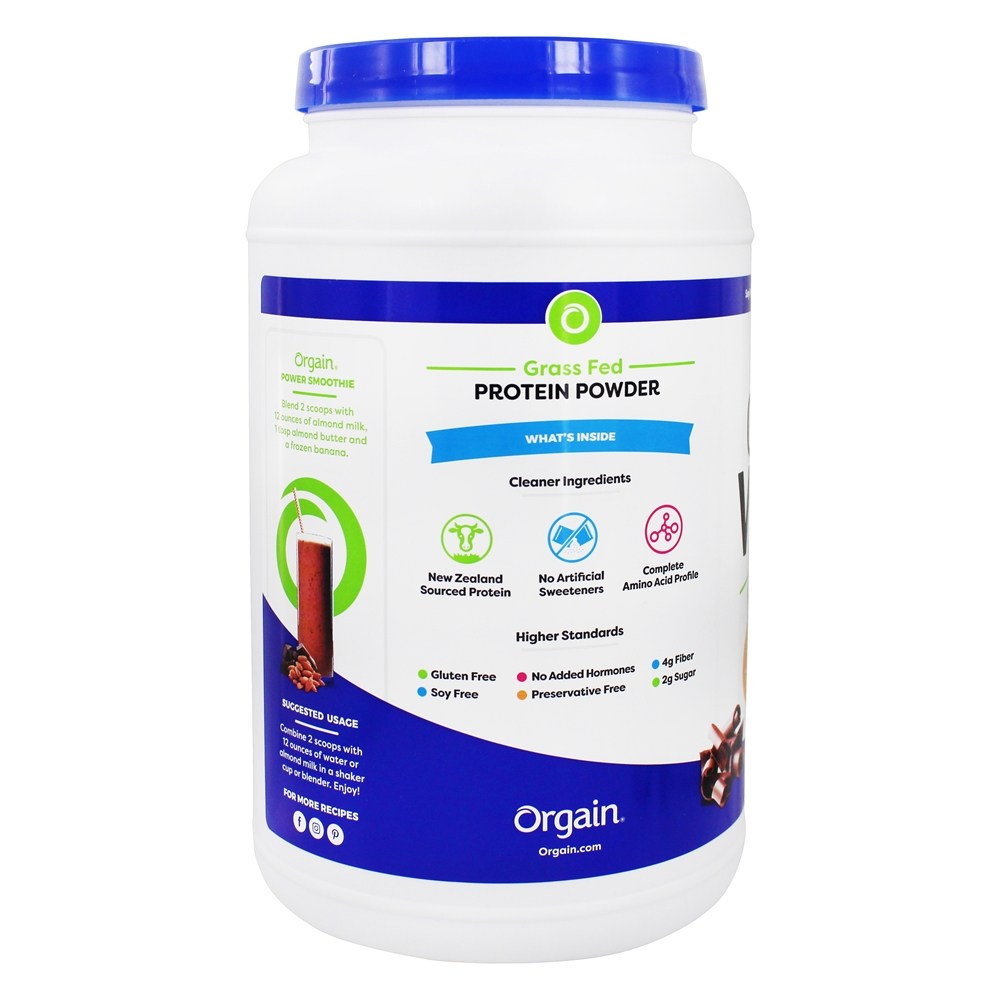 Limpa Whey Grass Fed Proteína De Soro De Leite Fudge De Chocolate Cremoso - 1.82 lbs. Orgain - Imagem 3