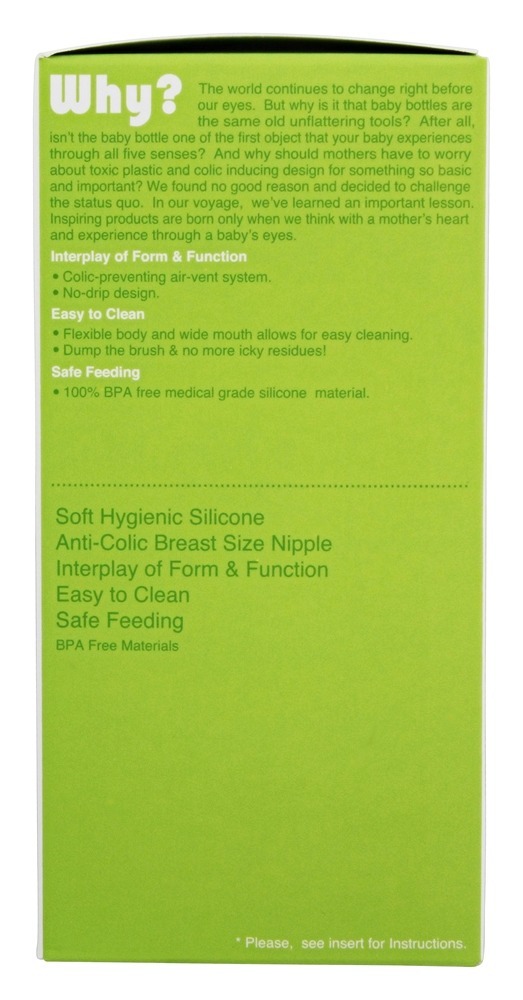 Único bloco higiênico macio da mamadeira do silicone 3m + verde - 8 oz. Comotomo - Imagem 2