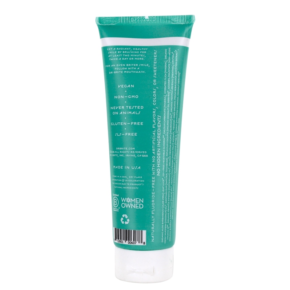 Carvão Ativado Natural Clareamento de Creme Dental Menta - 5 oz. Dr. Brite - Imagem 2