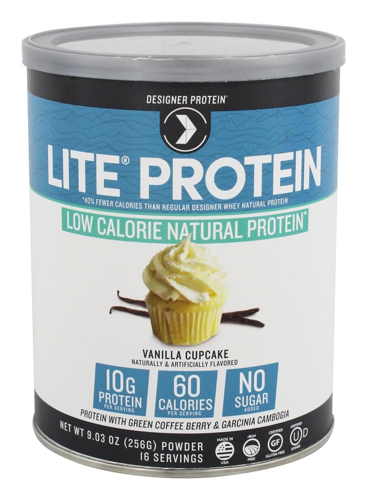 Lite Baixa Caloria Natural Proteína Queque De Baunilha - 9.03 oz. Designer Protein
