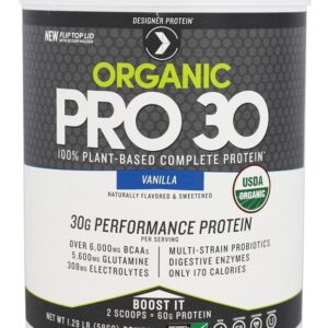 Organic Pro 30 100 % Baunilha Completa de Proteína à Base de Plantas - 1.29 lb. Designer Protein