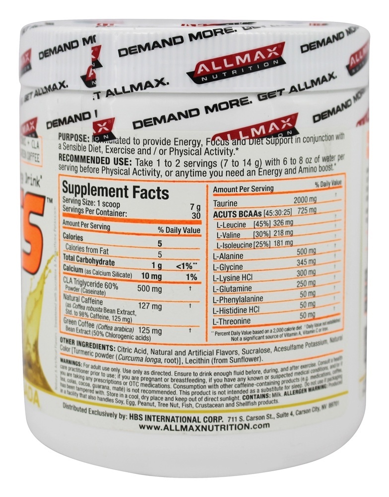 Aminocut Energia Beber Pina Colada - 7.4 oz. AllMax Nutrition - Imagem 2