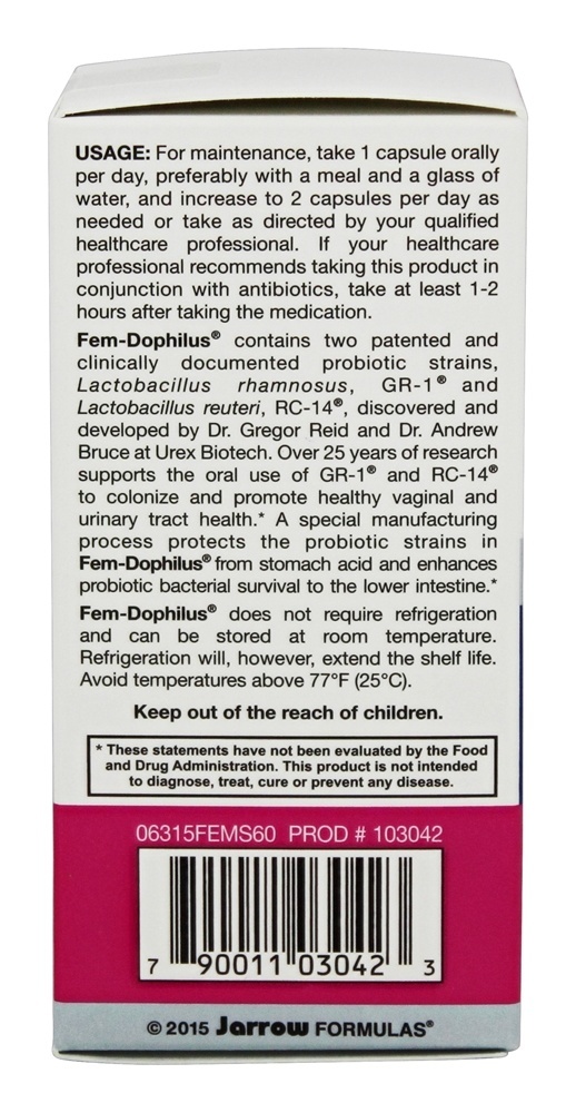 Mulheres Fem Dophilu Probiotic Completar - Cápsulas vegetarianas 60 Jarrow Formulas - Imagem 4