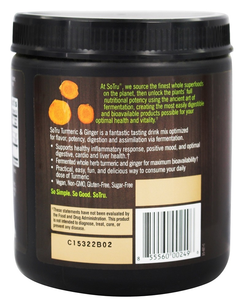 Mistura fermentada de gengibre e cúrcuma fermentada orgânica - 4.76 oz. SoTru - Imagem 3