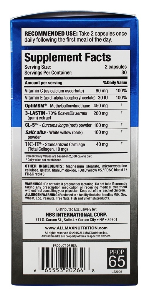 Avançado Allflex Articulação Saúde 3x Força - Cápsulas 60 AllMax Nutrition - Imagem 2