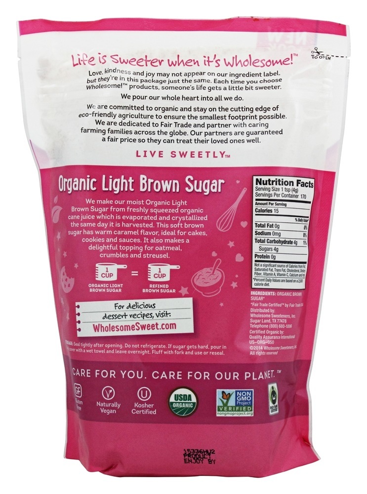 Açúcar Marrom Claro Orgânico - 1.5 lbs. Wholesome! - Imagem 2