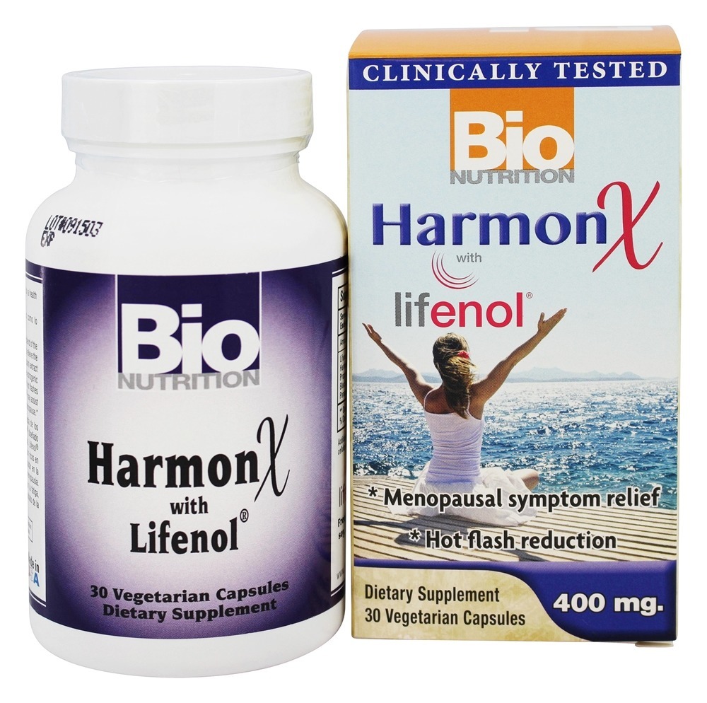 Harmonx com Lifenol Menopausa Sintoma Alívio & Quente Flash Redução 400 mg. - Cápsulas vegetarianas 30 Bio Nutrition