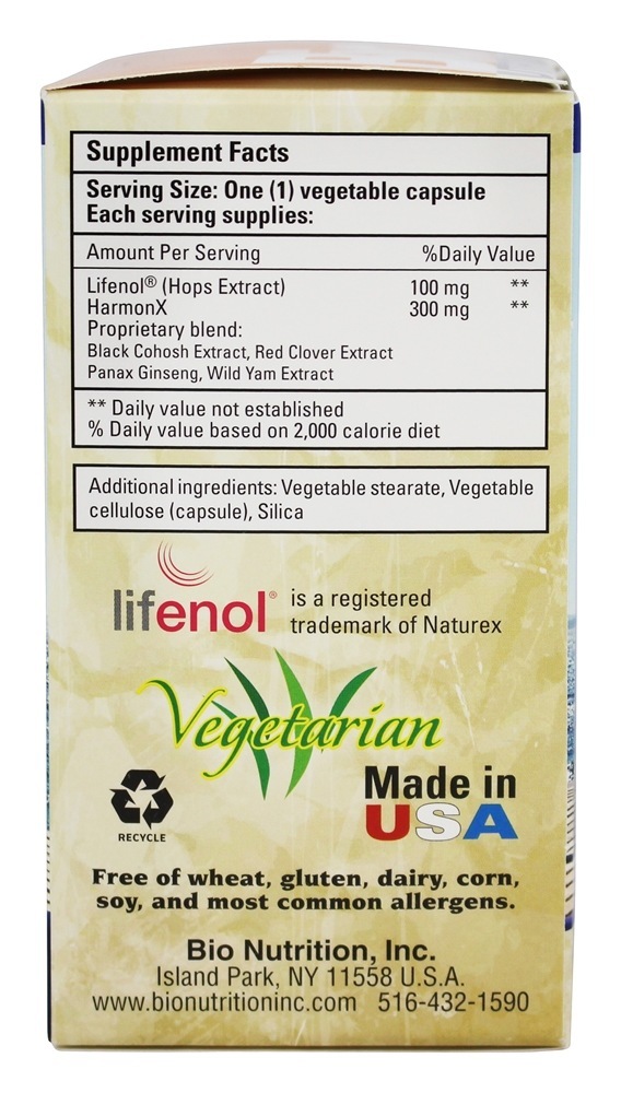 Harmonx com Lifenol Menopausa Sintoma Alívio & Quente Flash Redução 400 mg. - Cápsulas vegetarianas 30 Bio Nutrition - Imagem 2