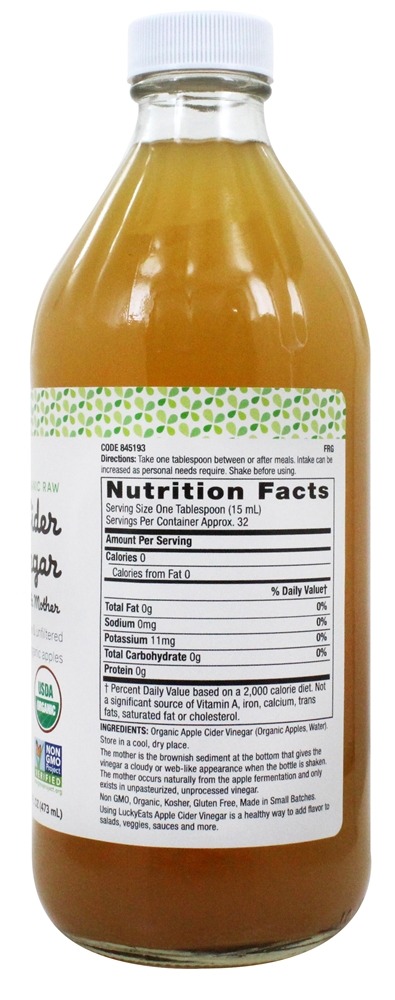 Vinagre de maçã cru orgânico com mãe por LuckyVitamin - 16 fl. oz. LuckyEats - Imagem 2