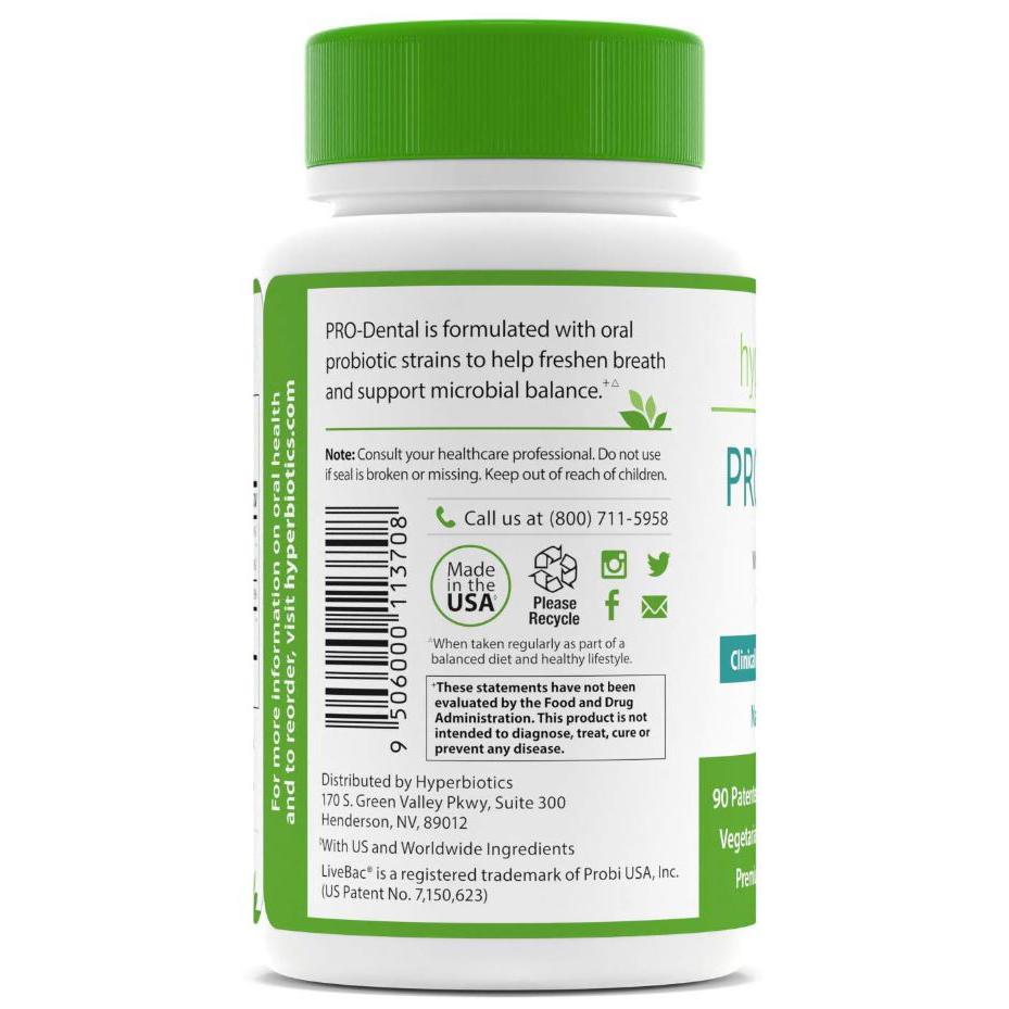 Pro-Dental Probiótico Natural Sabor Hortelã - 90 comprimidos mastigáveis Hyperbiotics - Imagem 3