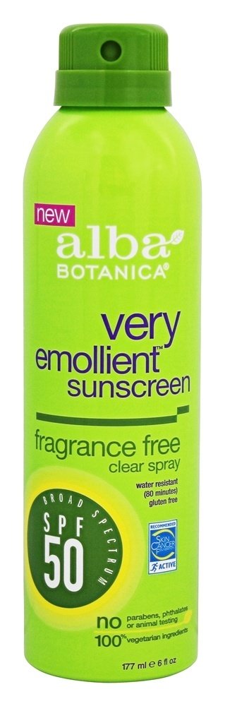Protetor Solar Muito Emoliente Spray Transparente Sem Fragrância 50 SPF - 6 fl. oz. Alba Botanica