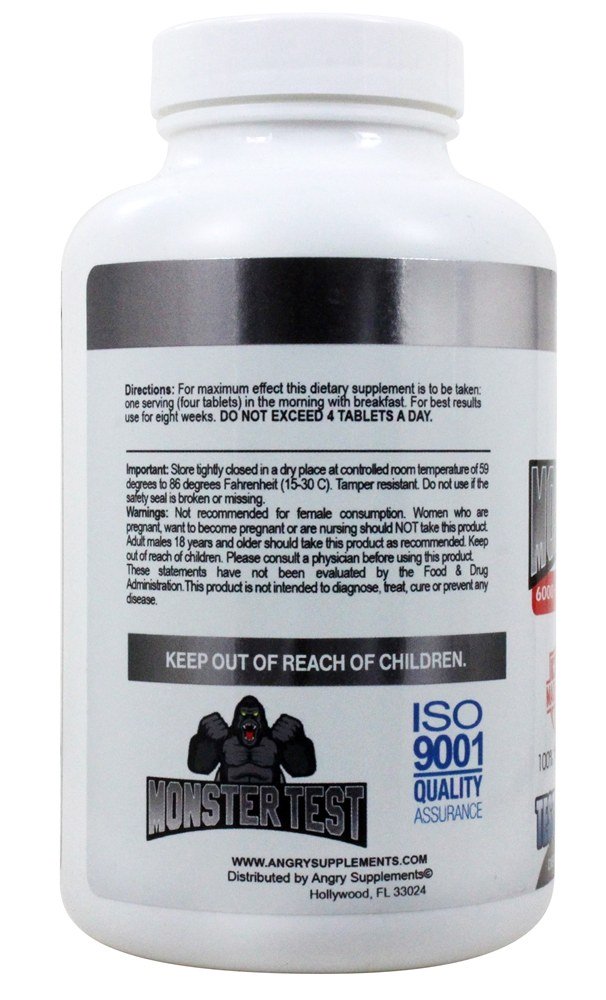 Monster Test Reforço de Testosterona Força Máxima 6000 mg. - 120 Tablets Angry Supplements - Imagem 3