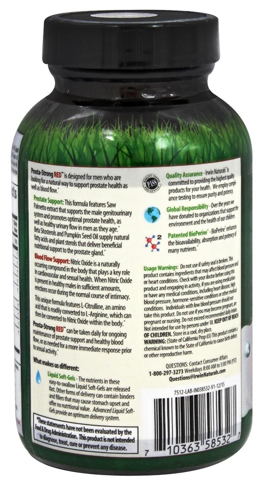 Prosta-Strong RED - 80 Softgels Irwin Naturals - Imagem 3