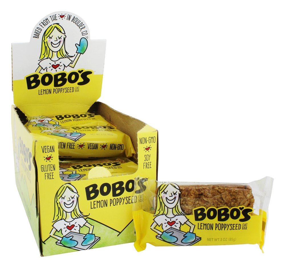 Todas as barras naturais caixa de limão Poppyseed - 12 Barras Bobo's Oat Bars