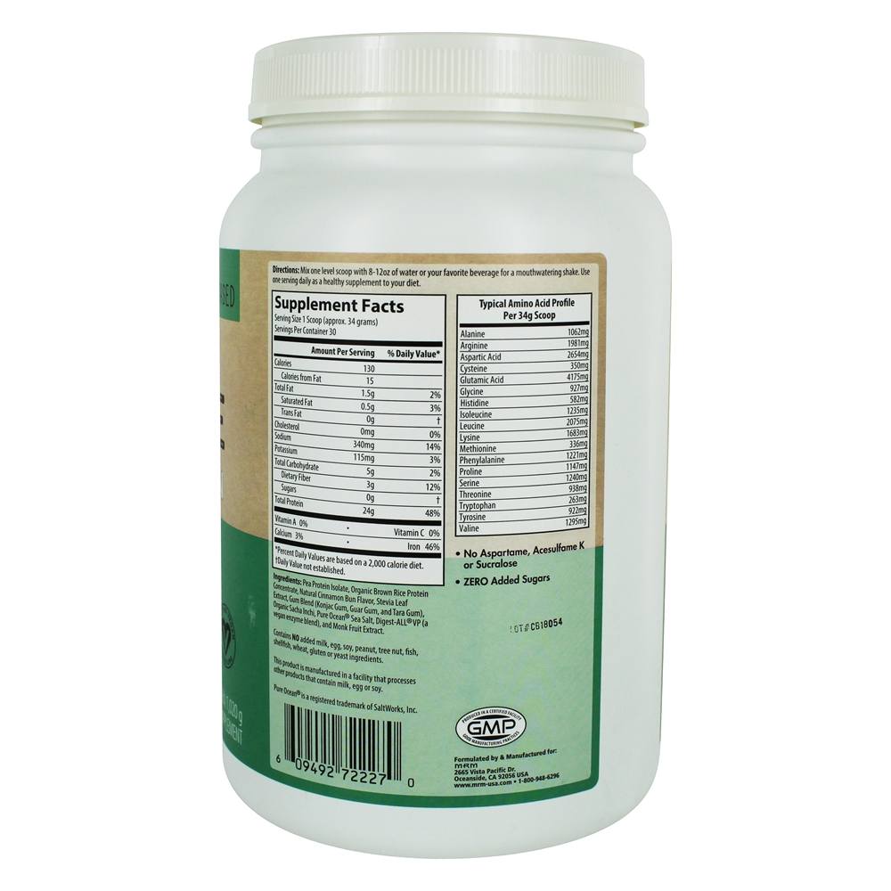 Alisar Vegetariano Elite Vegan Atuação Proteína Pó Canela Coque - 2.25 lbs. MRM - Imagem 2