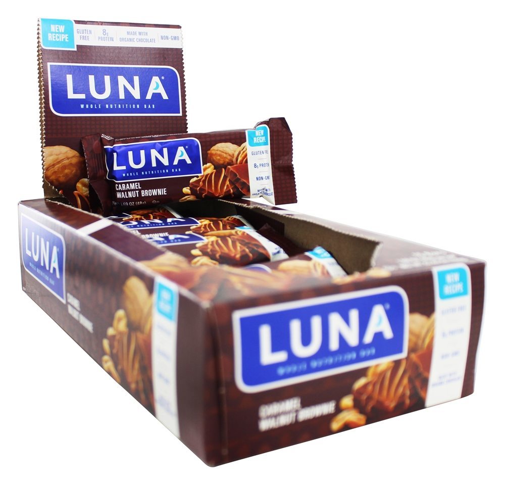 Caixa orgânica das barras da nutrição de Luna para a brownie da noz do caramelo das mulheres - 15 Barras Clif Bar