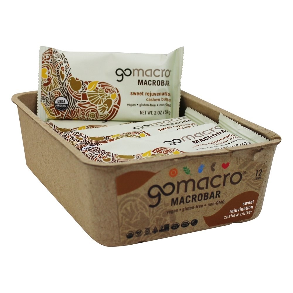 Barras de Rejuvenescimento Orgânico MacroBar Doce Caixa de Caju Manteiga - 12 Barras GoMacro